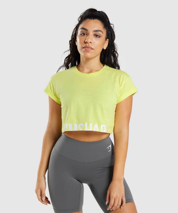 Damske Crop Top Gymshark Fraction Zelene | ZP9768025